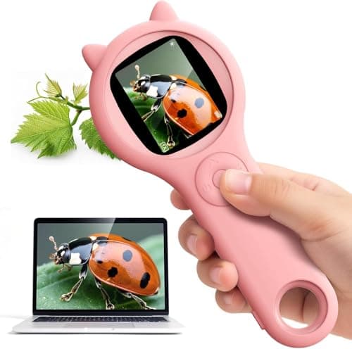 Image of Kids Microscope Handheld, Autofocus 500X 1080P Microscope for Kids,Digital Mini Portable Pocket Miniscope Kids Toys for Ages 5 6 7 8 9 10 11 12 Year Old Boys Girls, Pink