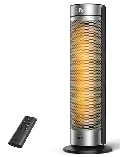 Image of DREO Space Heater for Large Room, 23 Inch Electric Heaters for Indoor Use, 8 Safe Protection Tower, 70° Oscillation, PTC Ceramic with Thermostat and Remote, Quiet, 12H Timer, Bedroom, Office