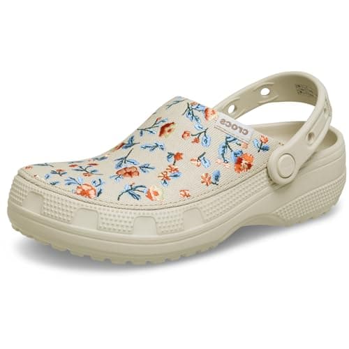 Image of Crocs Unisex-Adult Classic Crafted Canvas Clogs for Men and Women, Floral Frappe, 6 Women/4 Men