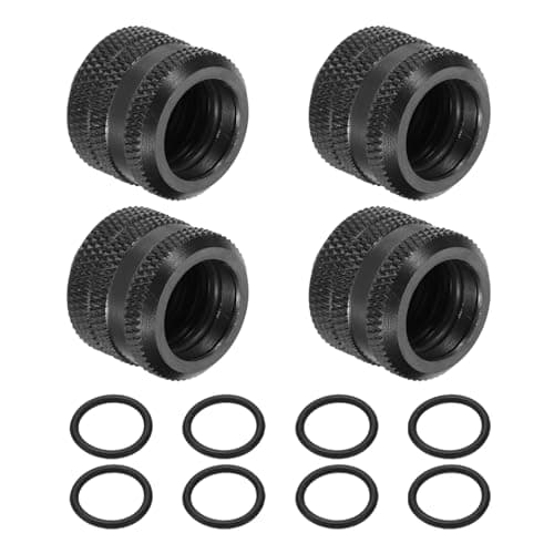 Image of sourcing map 4Pcs Hard Tubing Compression Fitting (G1/4" to 10 ID 14mm OD, Black) - Quick Tighten Compression Fitting for Soft Tubing/Computer Water Cooling System