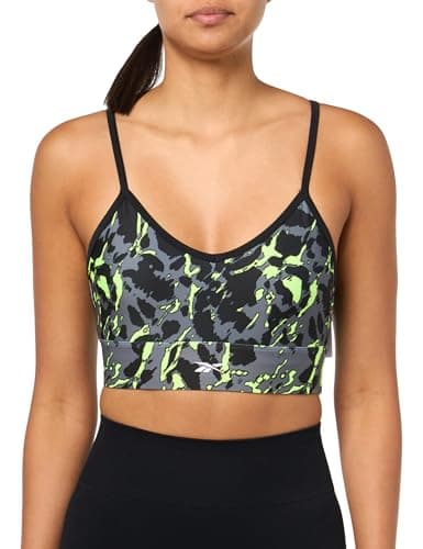 Image of Reebok Women's Id Train All-Over-Print Bra Sports, Opaque, Black, X-Small