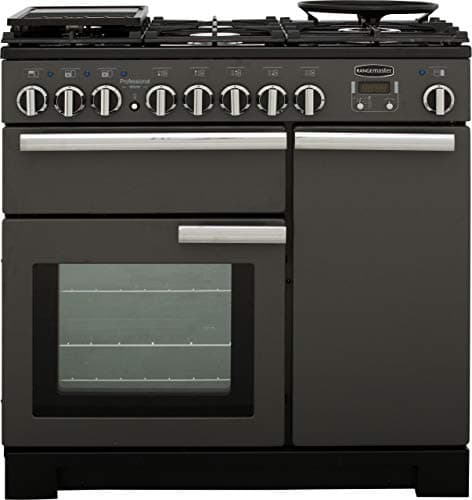 Image of Rangemaster Professional Deluxe 90cm Dual Fuel Range Cooker - Slate Grey