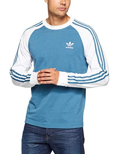 Image of adidas Men 3-Stripes Long Sleeve T-shirt - Blanch Blue, L