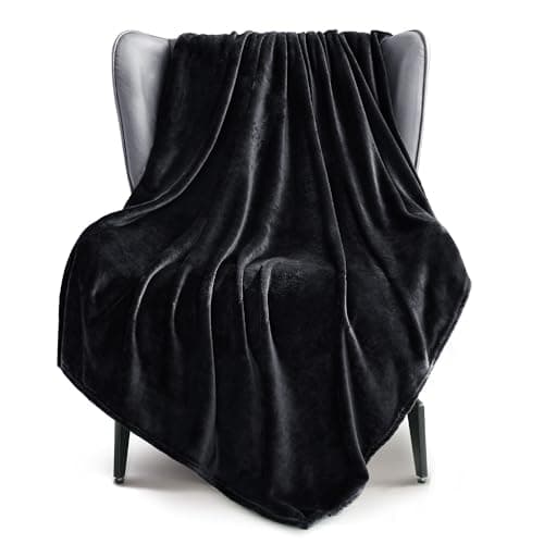 Image of Exclusivo Mezcla Extra Large Fleece Throw Blanket for Couch, Sofa, 300GSM Super Soft and Warm Blankets, Black Throw All Season Use, Cozy, Plush, Lightweight, 127x178 CM