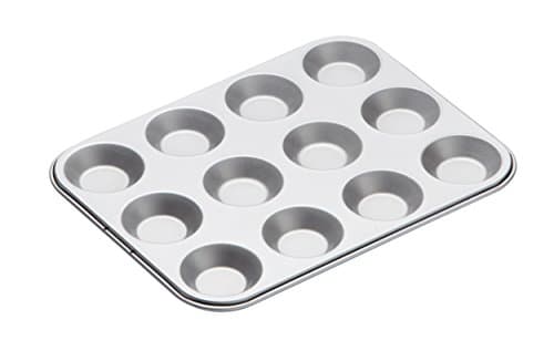Image of KitchenCraft Non-Stick 12-Cup Shallow Muffin Tin/Mince Pie Tray, 31.5 x 24 cm (12.5" x 9.5"), Silver