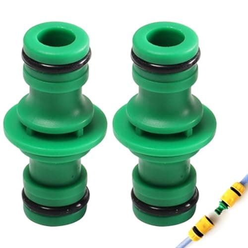 Image of 2 Pcs Double Male Hose Connector Set, 1/2" Plastic Garden Hose Quick Connectors - Two-Way Extender Couplings for Garden Irrigation, Lawn Sprinklers & Outdoor Water Systems (Green)