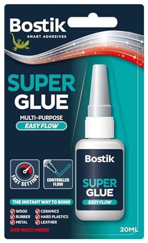 Image of Bostik Super Glue Easy Flow Liquid 20ml – Ultra Strong, Fast-Setting Cyanoacrylate Adhesive for Wood, Metal, Plastic & More – Clear