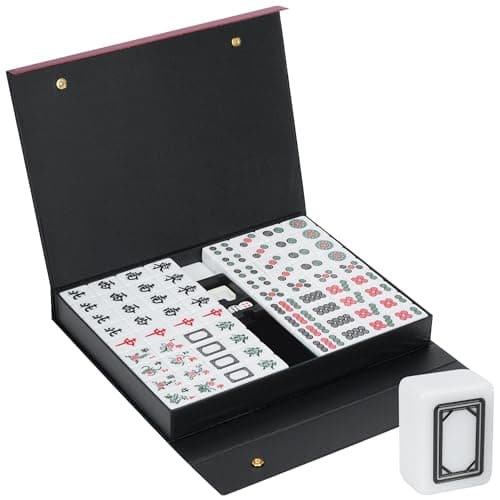 Image of Nisorpa 40x30mm Chinese Majong Set,Solid Structure Mah Jongg Game,144PC Large Mahjong Tile Set Complete Majong Game Sets for Travel Party Family 麻将(40x30mm)