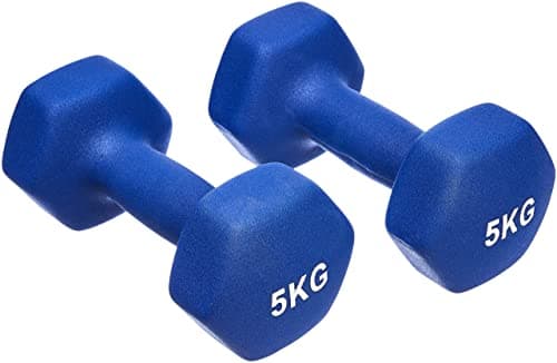 Image of Amazon Basics Neoprene Dumbbell Pair, 10kg (5 kg x 2 count), Blue