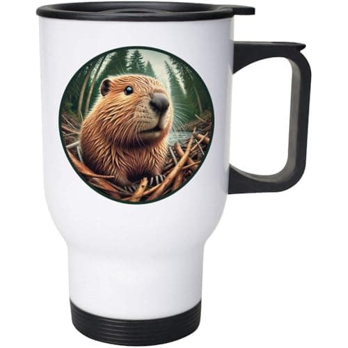Image of Azeeda 400ml 'Busy Beaver' Reusable Coffee/Travel Mug (MG00084420)