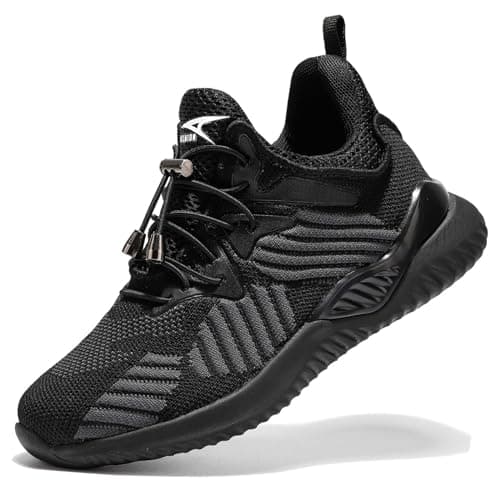 Image of Elaphurus Kids Trainers Mesh Running Shoes Casual Sneaker Lighweight Athletic Shoes for Boys Girls ,BlackAll Black, 2.5 UK