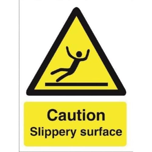 Image of Seco Caution Slippery Surface Sign, 150mm x 200mm - Self Adhesive Vinyl