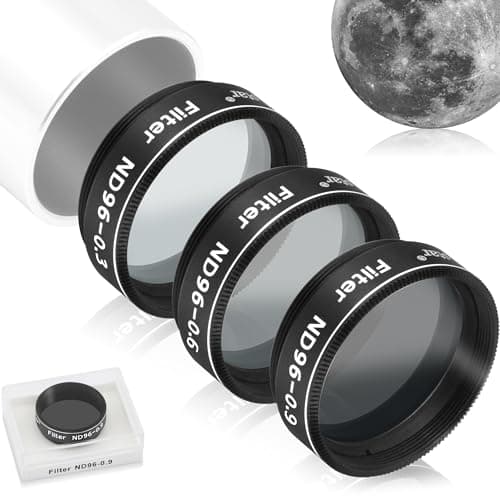 Image of Alstar 1.25" Telescope Moon Filter ND96-0.9 ND96-0.6 ND96-0.3 Kit for Telescope Eyepiece Accessory Reduces Moon Glare and Enhances Lunar Crater Details - 3 Filter Set