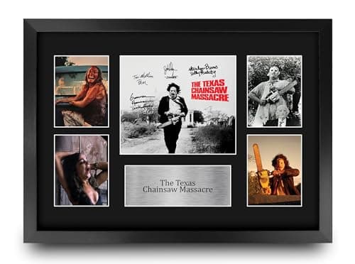 Image of HWC Trading The Texas Chainsaw Massacre 1974 Gifts Printed Signed Autograph Presentation Display Montage for Movie Memorabilia Fans - A3 Framed