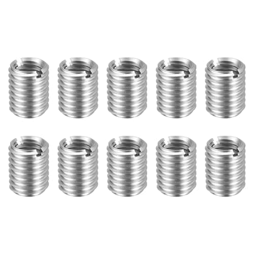Image of sourcing map 10pcs Thread Repair Inserts M10 x 1.5 Male to M8 x 1.25 Female Thread 12mm Long Stainless Steel Reducing Nuts Metric Self Tapping Sleeves Threaded Reducer Industrial Fasteners