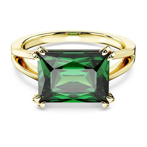 Image of Swarovski Matrix Cocktail Ring, Refined Band Adorned With a Green Crystal in an Emerald Hue, From the Swarovski Matrix Collection, Size 55