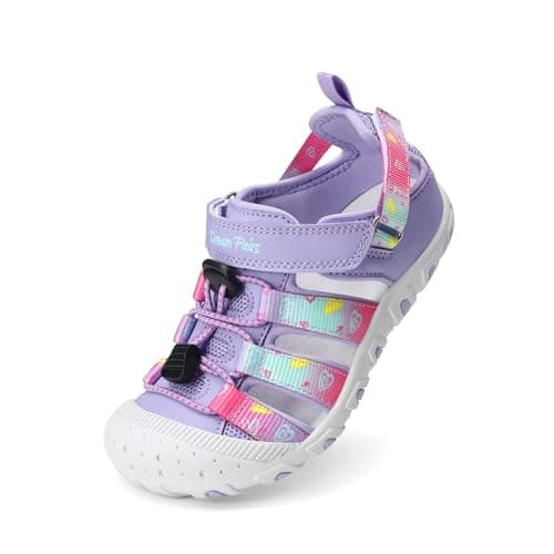 Image of DREAM PAIRS Boys Girls Outdoor Athletic Sport Sandals Summer Hiking Beach Casual Closed Toe Rainbow Multicolor for Toddler/Little/Big Kids,Size 5 Big Kid,Purple,SKST26001K