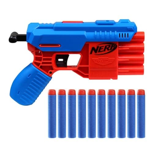 Image of Hasbro Nerf Plastic Alpha Strike Fang Qs-4 Blaster, 4-Dart Blasting, Fire 4 Darts in A Row, 10 Darts, Multicolour, 4.4 x 30.5 x 17.8 cm