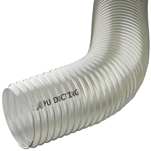 Image of 100mm / 4 Inch Clear Polyurethane Pipe for Dust, Fumes, Vapour, Woodwaste, Air Extraction, Ventilation 2 Metre Long