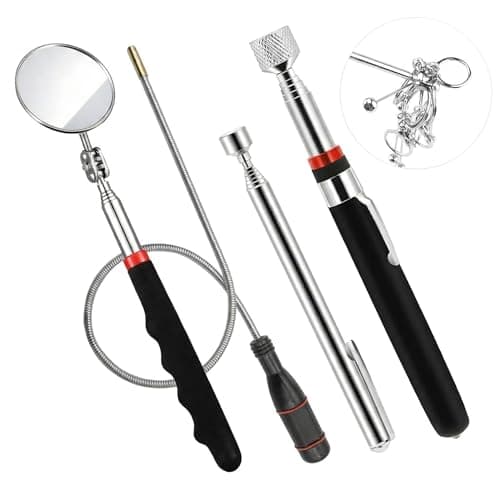Image of 3-Piece Telescopic Magnetic Pickup Tool Set with Claw Grabber + 1-Piece 4-in-1 Professional 360° Rotating Telescopic Inspection Mirror for Automotive Repair& DIY (3.5LB/15LB Capacity)