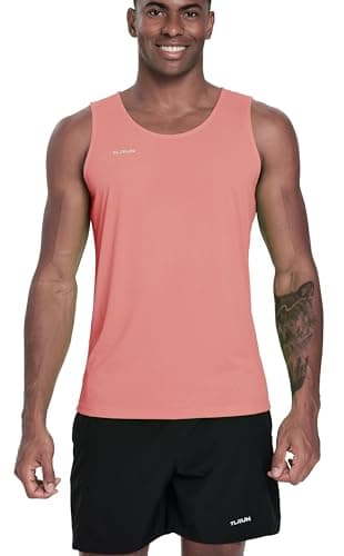 Image of TLRUN Men's Running Tank Top Ultra Lightweight Marathon Singlet Shirts Dry Fit Workout Sleeveless T-Shirts(Small Pink)