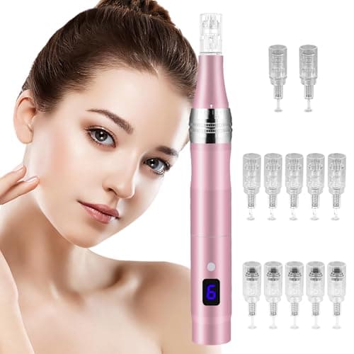Image of Vicloon Professional Wireless Microneedling Pen, Electric Beauty Pen LCD Screen, Skin Care Tool Kit for Anti-aging Acne Scars Wrinkles with 5 Pcs 36 Pin&5 Pcs 12 Pin&2 Pcs Nano Round Pin Cartridges