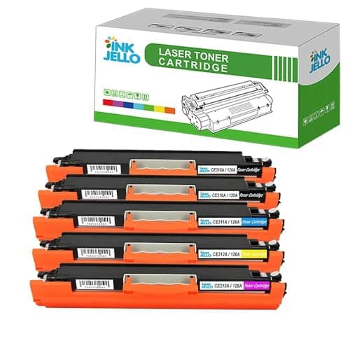 Image of InkJello Compatible Toner Cartridge Replacement for HP Colour LaserJet CP1025 CP1025nw Pro 100 color MFP M175a M175nw Pro 200 CE310A CE311A CE312A CE313A (Black/Cyan/Yellow/Magenta, 5-Pack)