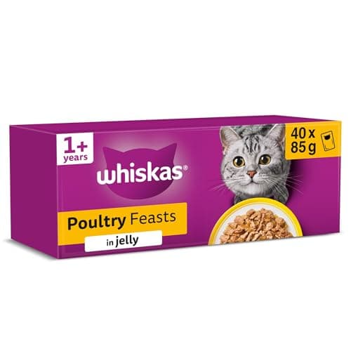 Image of WHISKAS Adult Wet Cat Food in Jelly 40x85g Poultry Feasts