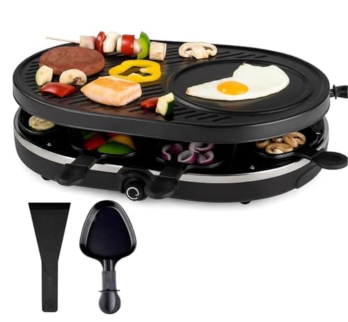 Image of Raclette Set for 8 People with Pan and Scraper - Rustproof & Adjustable (Round)
