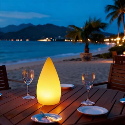Image of SCNNC LED Night Light Bedside Table Lamp Dimmable 16 RGB Colours and 4 Modes, IP65 Rechargeable Bedside Lamp with Remote Control and USB-C Charging Cable, for Restaurant Bedroom Camping 12x24CM