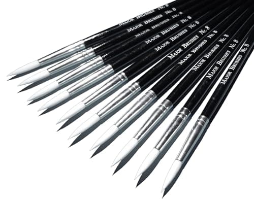 Image of Major Brushes Sable Substitute Size 8 Paint Brushes - Pack of 10