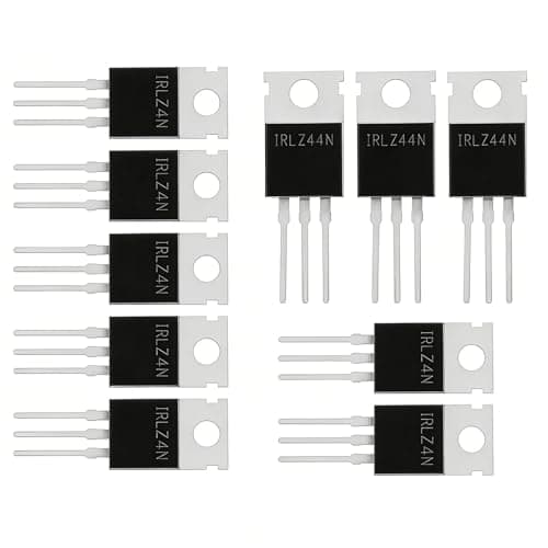 Image of PureSphere 10 Pack IRLZ44N N-Channel Logic Level MOSFET Transistors, 47A 55V TO-220 Package Power MOSFETs for Electronic Switches, Controllable Rectifiers, DIY Projects & Circuit Repair