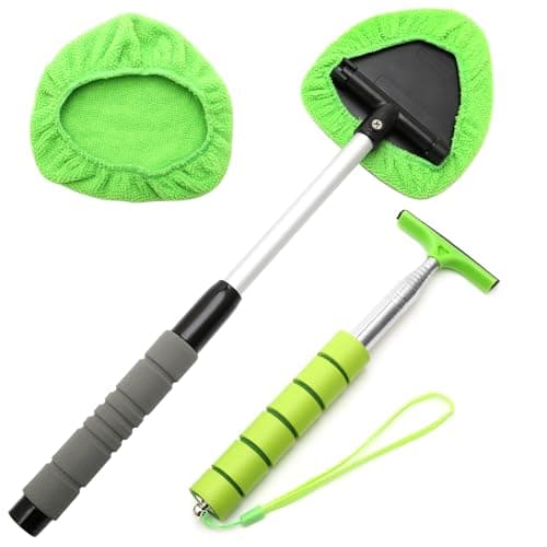 Image of MAIXINNEW Extendable Car Windscreen Brush and Extendable Car Mirror Wiper Set, Telescopic Car Windscreen Cleaner Inside, Car Windscreen Demister Tool for Home and Outdoor