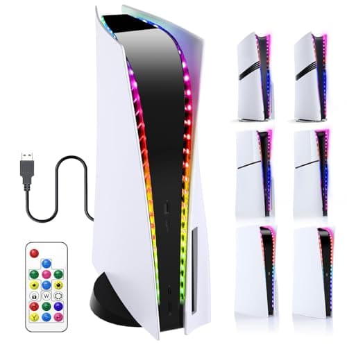 Image of FASTSNAIL LED Light Strip for PS5/PS5 Slim/PS5 Pro, 358 DIY Modes 7 RGB Colors for PS5 Led Light, RGB Led Strip Light Kit Decal Decoration Accessories for PlayStation 5 Console with Remote Control