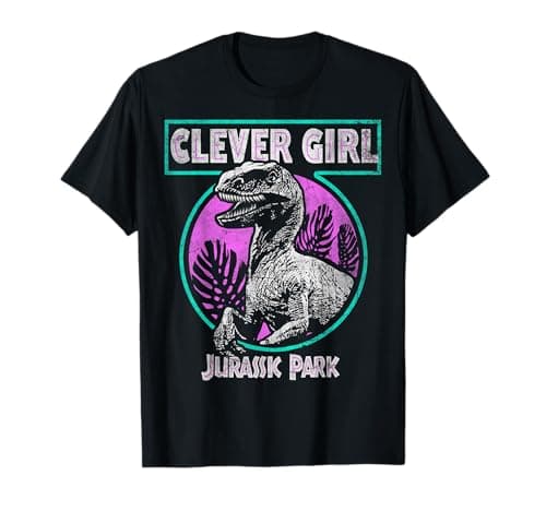 Image of Jurassic Park Distressed Teal Raptor Clever Girl T-Shirt