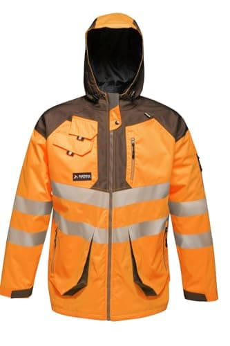 Image of Regatta TRA340LA7BV Tactical Hi-Vis Parka Jacket, Size Large, Orange/Grey