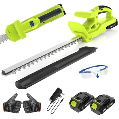 Image of VOERJIA 20” Cordless Hedge Trimmers, 2 * 2000mAh Battery Hedge Trimmer, 21V Hedge Trimmer Cordless, 50cm Dual Action Blade, 750W Hedge Cutter For Garden、Shrubs And Border Plants