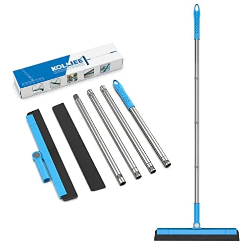 Image of KOLLIEE floor squeegee foam water squeegee floor for wet room window cleaner kitchen bathroom shower wiper garage with long handle 58"