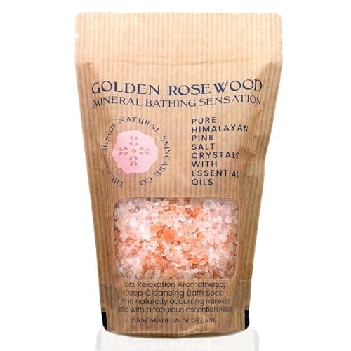 Image of Pink Himalayan Bath Salt Crystals | 100% Natural, Mineral-Rich with Essential Oils | Muscle Recovery, Balances pH, Rejuvenates Skin | Detox, Stress Relief | Spa-Quality Bath Soak | Golden Rosewood