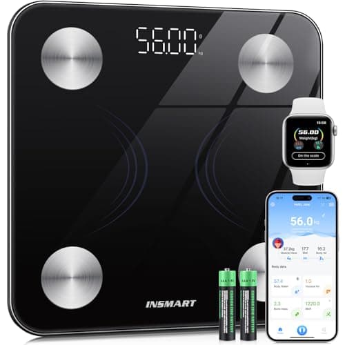 Image of INSMART Bathroom Weighing Scales For Body Weight, Smart Digital Bluetooth Body Fat Scale Machine for Body Composition Analyzer with APP for Fitness Accurate Bmi Health Electronic (ST:LB/LB/KG)
