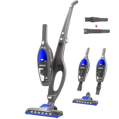Image of Akitas U10 Cordless Vacuum Cleaner – 2-in-1 Stick & Handheld Design with Auto-Charging Docking station, Lightweight 2.4kg, Fordable Design for Storage, Motorised LED Brush for Carpet & Pet Hair