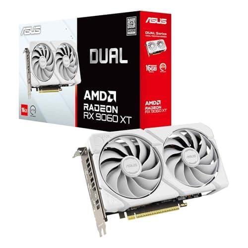 Image of ASUS Dual Radeon RX 9060 XT 16GB GDDR6 White Edition (PCIe 5.0, 16gB GDDR6, HDMI 2.1b, DisplayPort 2.1a, 2.5-slot design, Axial-tech fan design, 0dB technology, and more)