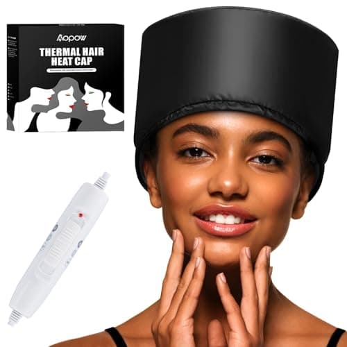 Image of Hair Cap Treatment Steamer for Deep Conditioning - Thermal Hot Head Heat Hat Electric for Afro Hair Spa Care Home Use with 2 Mode/Black (UK Plug)