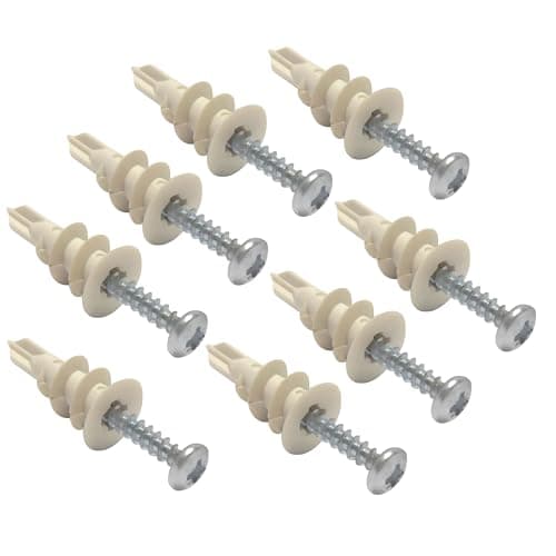 Image of TERF® Nylon Self Drilling Plasterboard Fixing Plug 32mm Nylon Anchor Hollow Wall Cavity Wall Drywall Anchor with Screw for Light Wall Hanging Stuff - Pack of 100