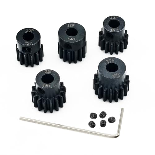 Image of 5-Pack Black Steel Metal 5mm Pinion Motor Gear Sets 13T 14T 15T 16T 17T Compatible with HPI Kyosho Losi Axial Tamiya 1/8 1/10 RC Car Monster Truck Buggy
