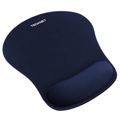 Image of TECKNET Mouse Mat with Memory Foam Rest -Non-Slip Rubber Base- Special-Textured Water-Resistant Surface-Blue