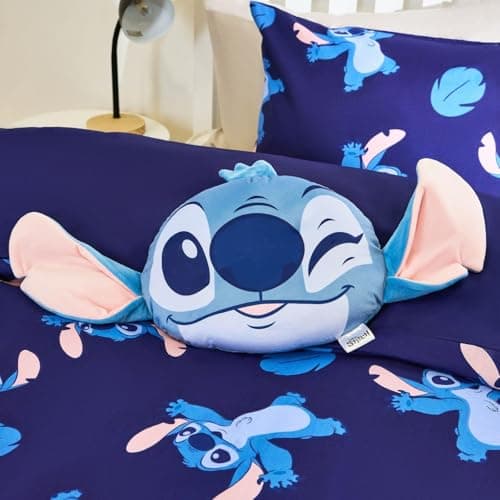 Image of OHS Stitch Cushion, Officially Licensed Stitch Gifts for Girls Novelty Cushions for Sofa Couch Bedroom Soft Cosy Decorative Plush Pillow Cute Room Decor Back Support Cushion, Blue - 36 x 25cm