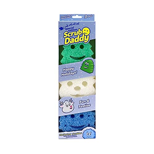 Image of Scrub Daddy Sponge Set - Holiday Shapes - Non Scratch Scrubbers for Dishes and Home, Odor Resistant, Temperature Controlled, Soft in Warm Water, Firm in Cold, Deep Cleaning, (3 Count (Pack of 1))