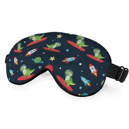 Image of NOHSHE Astronaut Dinosaur Sleep Eye Mask Eye Cover Rex Tyrannosaurus Space Surf Funny Animal Silk Eye Mask for Sleeping with Adjustable Strap for Travel Nap Shift Work Office