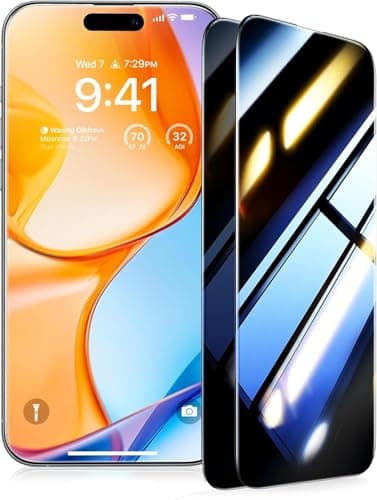 Image of TORRAS for iPhone 17 Pro Screen Protector Privacy 9H+ Glass [No.1 Military Grade Shatterproof & 100% Anti Spy] Privacy Screen for iphone 17 pro Tempered Glass [Longest Durable] 2 Pack